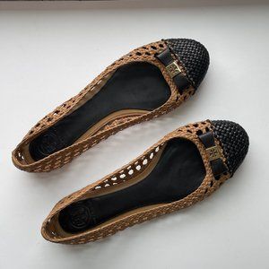 Tory Burch woven leather Carlyle ballet flats